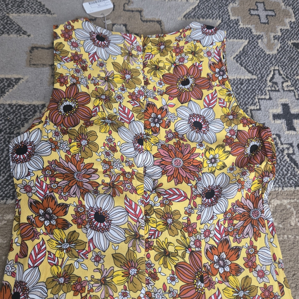 APRICOT Floral Yellow Mini Dress | Retro Daisy Print Sleeveless A-Line NWT - Picture 6 of 8